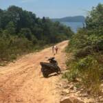 Rental Scooter on dusty road in Cambodia