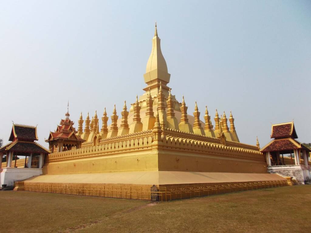 Golden Stupa of Pha That Luang temple in Vientiane, Laos backpacking itinerary
