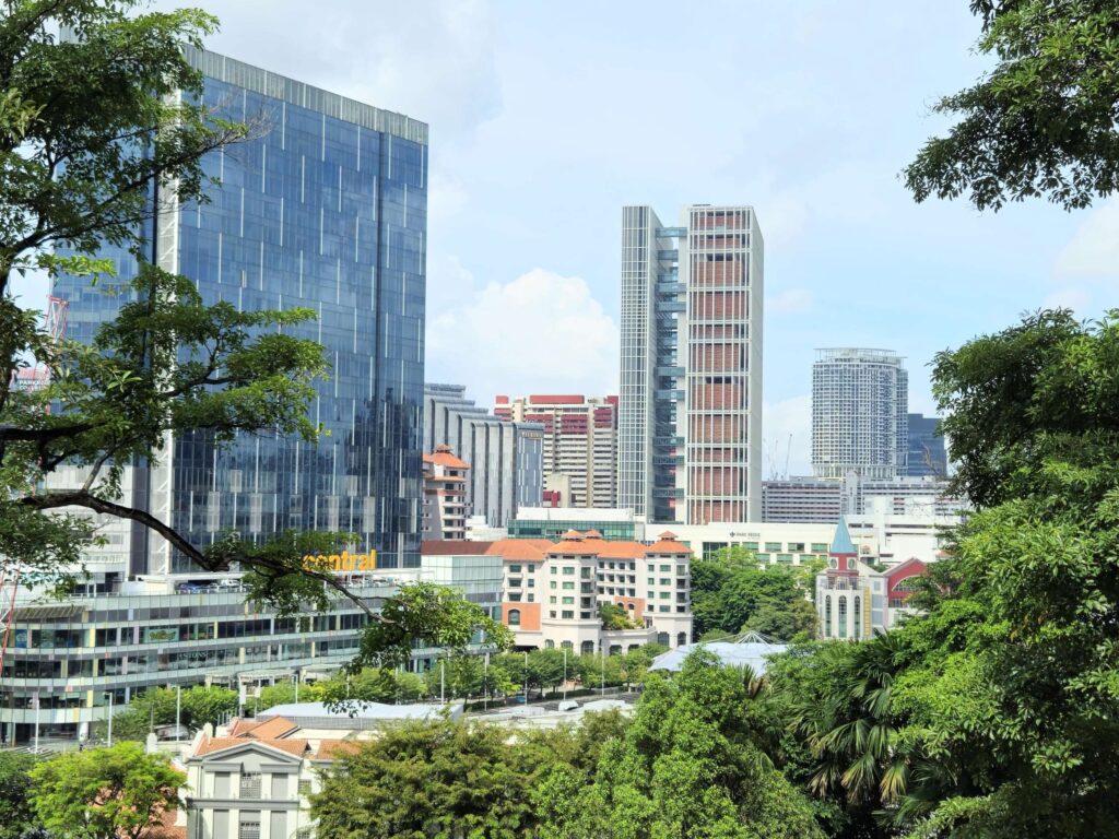 View of Singapore Colonial District from Fort Canning Park, a great free attraction